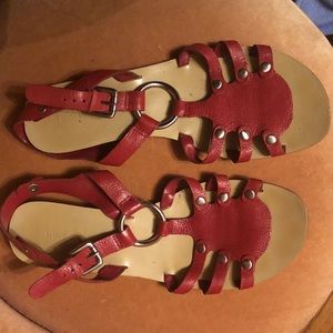 Cute red sandals.